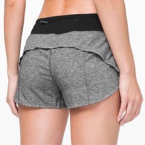 Lululemon Speed Up running shorts in gray and black